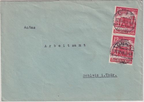 DR - 2x12 Pfg. WHW/Porta Nigra Trier Brief Saalburg - Schleiz 1940