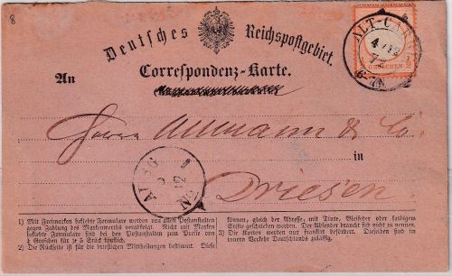 DR - 1/2 Gr. gr. Brustschild Fernkarte preuss. K2 Alt-Carge - Driesen 1872