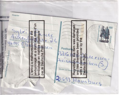 BRD - 100 Pfg. SWK Ganzsache "Crash-cover" Oberhausen - Hamburg 1998