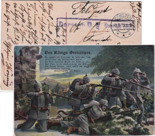 DR - Dorsten 1915 Zensur-Ra1 Feldpostkarte n. Wutzlhofen