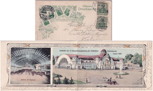 NRW - Essen 53. Gen.Vers. d. Katholiken Deutschlands farb. Klappkarte 1906