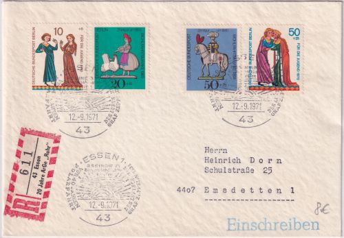 BRD - Essen 20 J. Arge "Ruhr" Sonder-R-Zettel + SST Einschreibebrief 1971