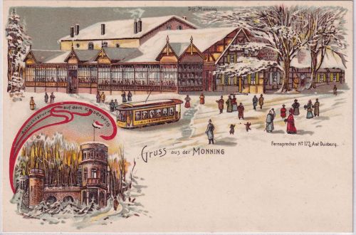 NRW - Duisburg Gruss aus der Monning farb. Mehrbild-Litho ungelaufen ca. 1900