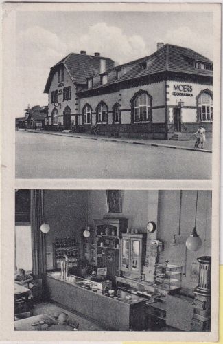 NRW - Moers Bahnhof Bahnhofsgaststätte (innen) sw-Mehrbild-AK gelaufen 1942