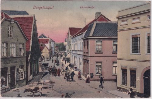 NRW - Burgsteinfurt Steinstraße farb. AK gelaufen Lohne 1923