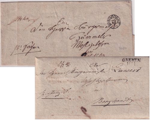 Preussen - Borghorst 22/1 Fingerhut-K1 Dienstbrief/Wendebrief n. Greven ca. 1835