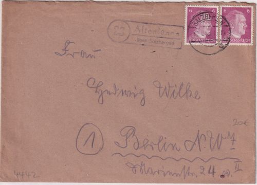 DR - (23) Altenlünne ü. Salzbergen Landpost-Ra2 Brief n. Berlin 17.1.45