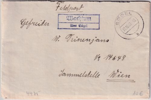 DR - Wachturm ü. Sögel Landpost-Ra2 Feldpostbrief a. Fp.Nr. 14648 1939