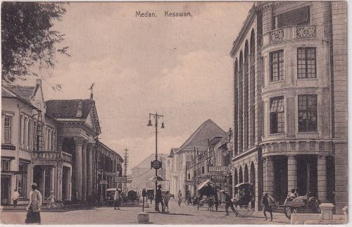 Niederl. Indien - Medan Kesawan Straßenansicht sw-Ansichtskarte ca. 1910