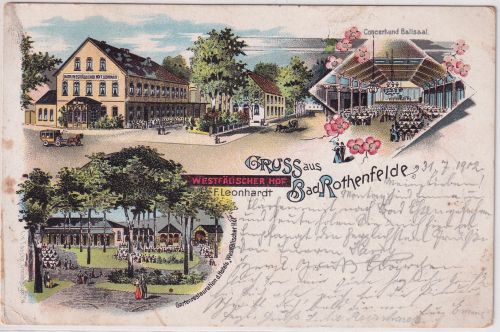 Niedersachsen - Bad Rothenfelde Westfälischer Hof farb. Mehrbildlitho 1902