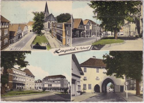 Niedersachsen - Lengerich Sparkasse etc. farb. Mehrbild-Foto-AK ca. 1965
