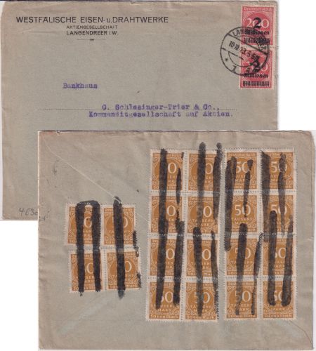 DR-Infla - 2x2 Mio./200 M. u.a. Firmenbrief Langendreer - Berlin 10.10.23