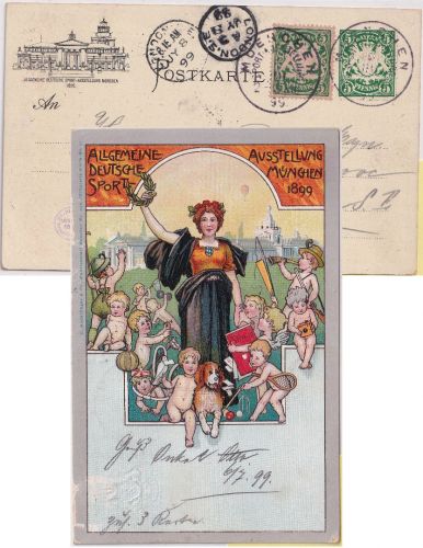 Bayern - München All. Dt. Sportausstellung 1899 5 Pfg Privatganzsache + SST