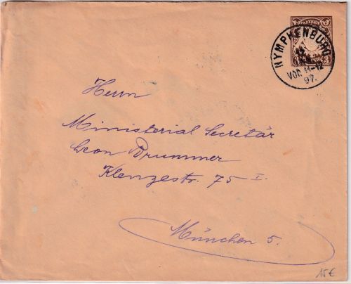 Bayern - 3 Pfg Wappen Privatganzsache/Drucksache Nymphenburg - München 1897