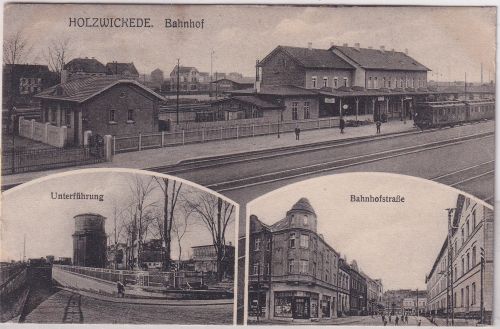 NRW - Holzwickede Bahnhof etc. sw-Mehrbild-AK gelaufen/Feldpost 1918