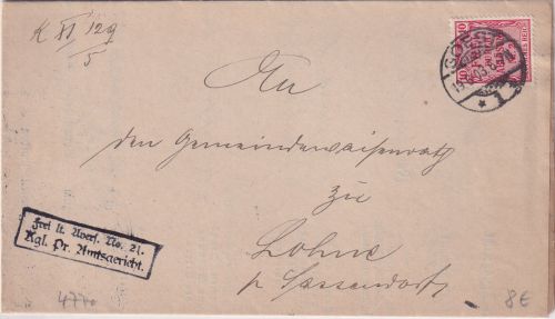 DR - 10 Pfg. FdA No.21 Dienstbrief (Amtsgericht) Soest - Lohne 1903