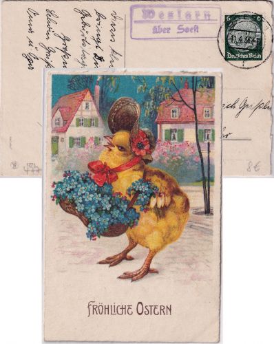 DR - Weslarn ü. Soest Landpost-Ra2 Karte n. Witten 1936
