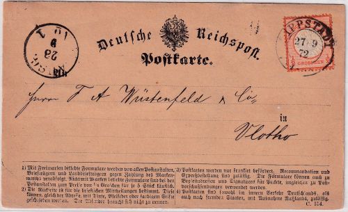 DR - 1/2 Gr. gr. Brustschild Karte K2 Lippstadt - Vlotho 1872
