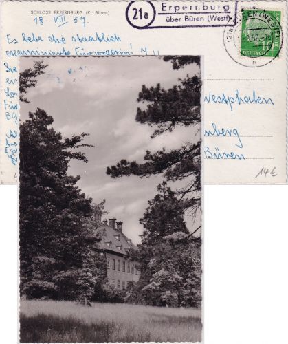 BRD - (21a) Erpernburg ü. Büren Landpost-Ra2 Karte n. Fürstenberg 1957