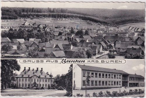NRW - Brenken (Krs. Büren) Schule Schloss etc. sw-Mehrbild-AK gelaufen 1958