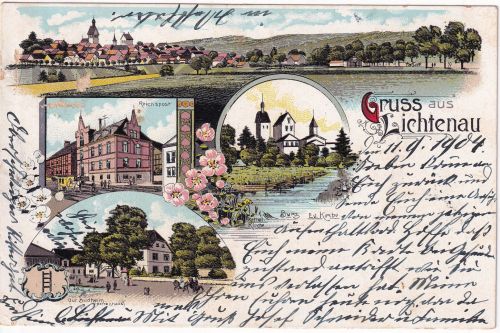 NRW - Lichtenau Postamt Gut Sudheim etc. farb. Mehrbildlitho gelaufen 1904