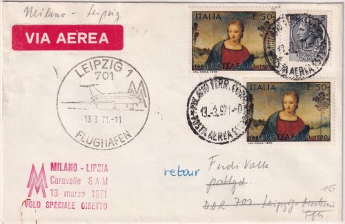 Italien - Interflug (DDR) Messe-Sonderflug Mailand Leipzig 1971