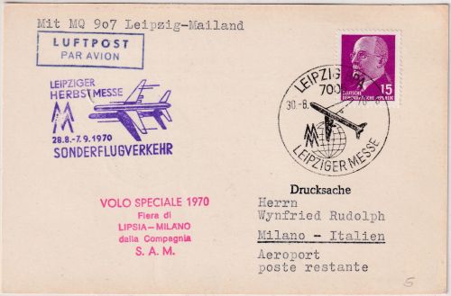 DDR - Interflug (DDR) Messe-Sonderflug Leipzig Mailand 1971