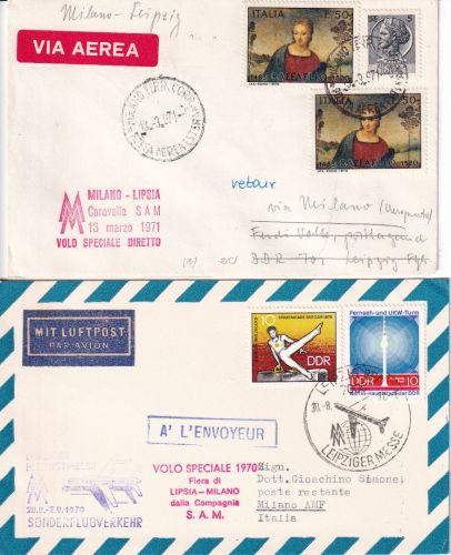 Italien/DDR - Interflug Messe-Sonderflug Leipzig Mailand Hin-u. Rückflug 1971