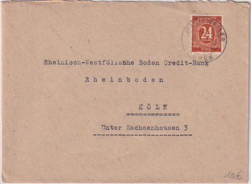 All.Bes. - Mariaweiler ü. Düren Poststelle I Brief n. Köln 1947