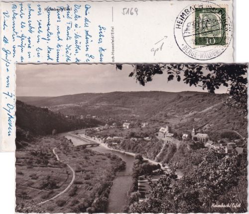 BRD - Heimbach ü. Düren apt. Handwerbestpl. Karte n. Bad Dürrheim 1962