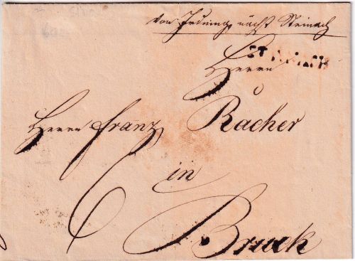 Österreich - Staynach L1 Portobrief Irdning - Bruck 1838 - ohne Inhalt