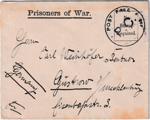 England - Kockaloe Isle of Wight Kriegsgefangenenbrief n. Güstrow ca. 1915