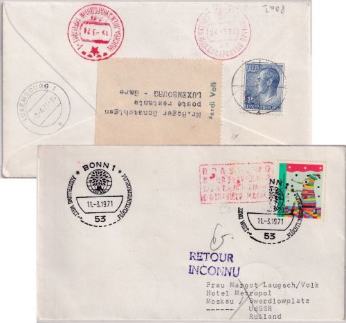 BRD/Postkrieg - Bonn 1971 Brief i.d. UdSSR PWZ abgerissen - kyrill. Hinweis-Ra4