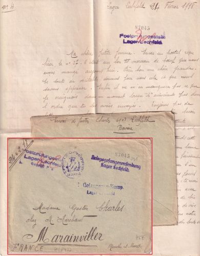 Bayern - Lager Lechfeld Kriegsgefangenenbrief n. FRANKREICH 1918 Lagerzensur