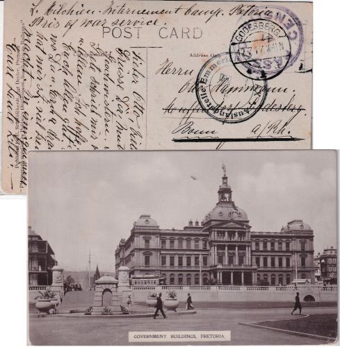 Südafrika - Pretoria Internment Camp 1917 Karte n. Bonn Doppelzensur