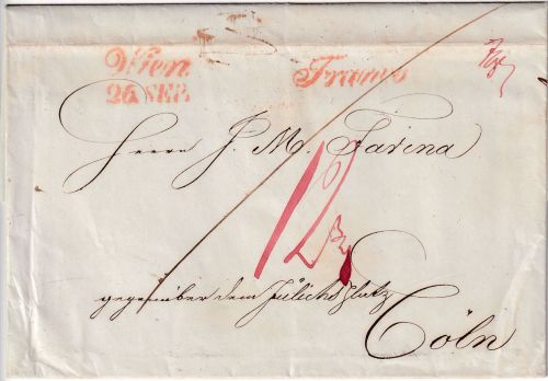 Österreich/Preussen - Wien 26. SEP L2 u. L1 "Franco" Grenzfrankobrief 1840