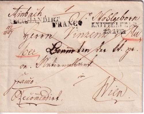 Österreich - Knittelfeld 29. AUG. L2 + "Rekommandirt" Francobrief n. Wien 1841
