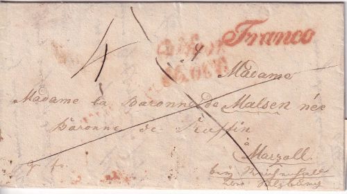 Österreich/Bayern - Wien 16. OCT L2 + L1 "Franco" Grenzfrankobrief 1840