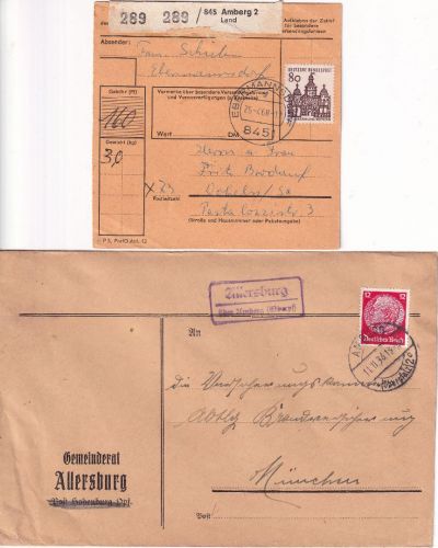 Amberg - Landpoststellen Sammlung (13 versch. Belege) aus 1935/1968