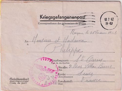 DR - M-Lager XB (Sandbostel) Kriegsgefangenenbrief n. FRANKREICH 1942