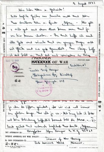 USA - POW-Camp Fort Leonhard Wood Missouri Kriegsgefangenenbrief 1943