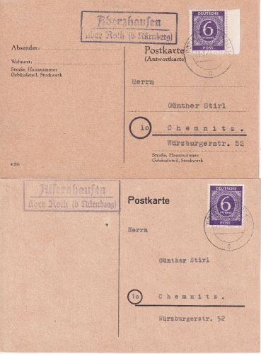 Roth b. Nürnberg - Landpoststellen Sammlung (38 versch. Belege) aus 1935/1961
