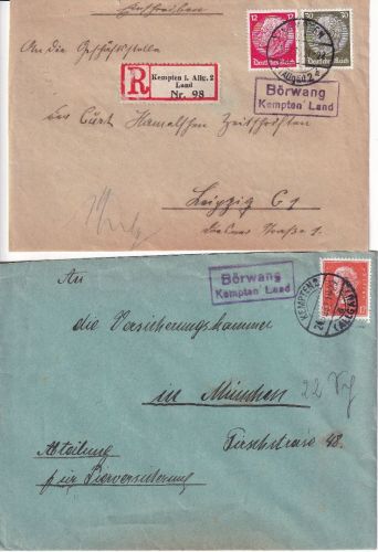 Kempten - Landpoststellen Sammlung (19 versch. Belege) aus 1932/1962
