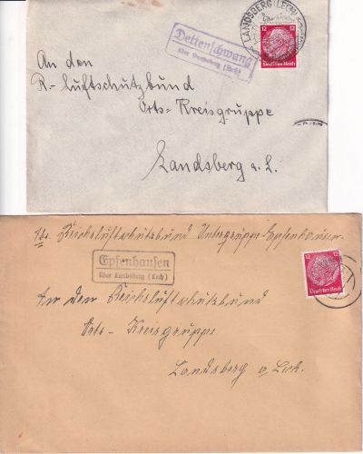 Landsberg - Landpoststellen Sammlung (16 versch. Belege) aus 1932/1946