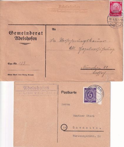 Rothenburg o.d.T. - Landpoststellen Sammlung (50 versch. Belege) aus 1930/1949