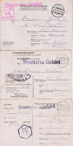 DR - Stalag IVE (Altenburg) 1Kriegsgefangenenbrief + 2 Karten n. FRANKREICH 1941