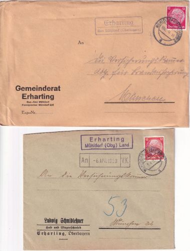 Mühldorf a./Inn - Landpoststellen Sammlung (23 versch. Belege) aus 1932/1948