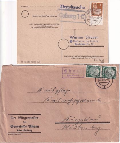 Coburg - Landpoststellen Sammlung (18 versch. Belege) aus 1935/1950