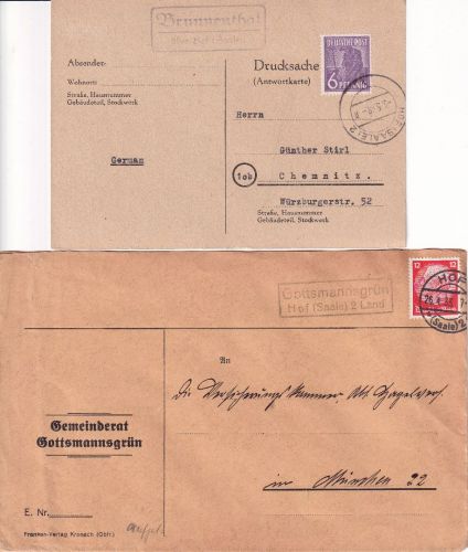 Hof (Saale) - Landpoststellen Sammlung (21 versch. Belege) aus 1932/1948