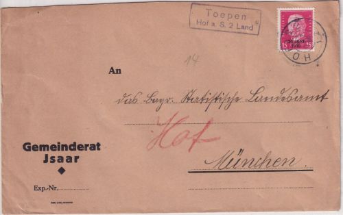 DR - Zedtwitz Hof a.S. 2 Land Landpost-Ra2 Brief Trogen - München 1931